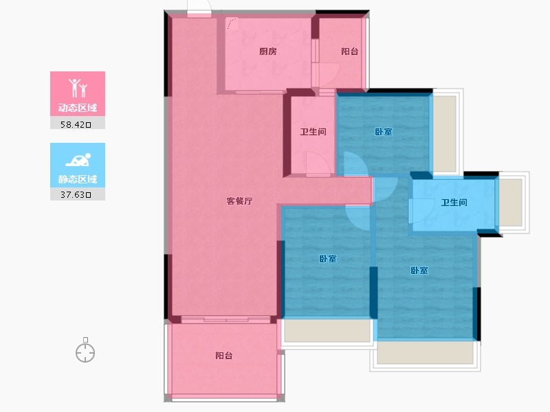 广东省-湛江市-万华城市花园-85.43-户型库-动静分区