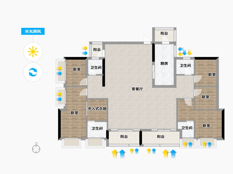 广东省-深圳市-富士君荟-151.17-户型库-采光通风