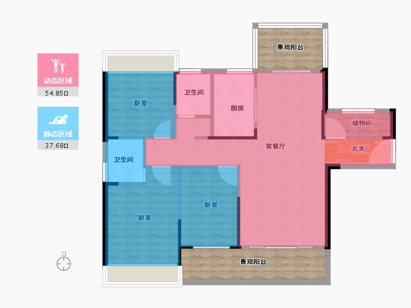 湖南省-郴州市-建工珑悦文兴府-99.88-户型库-动静分区