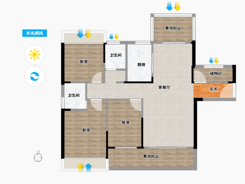 湖南省-郴州市-建工珑悦文兴府-99.88-户型库-采光通风