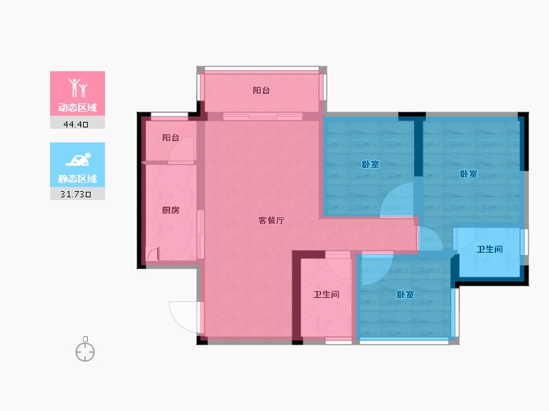 四川省-内江市-远达·御庭学府-66.52-户型库-动静分区