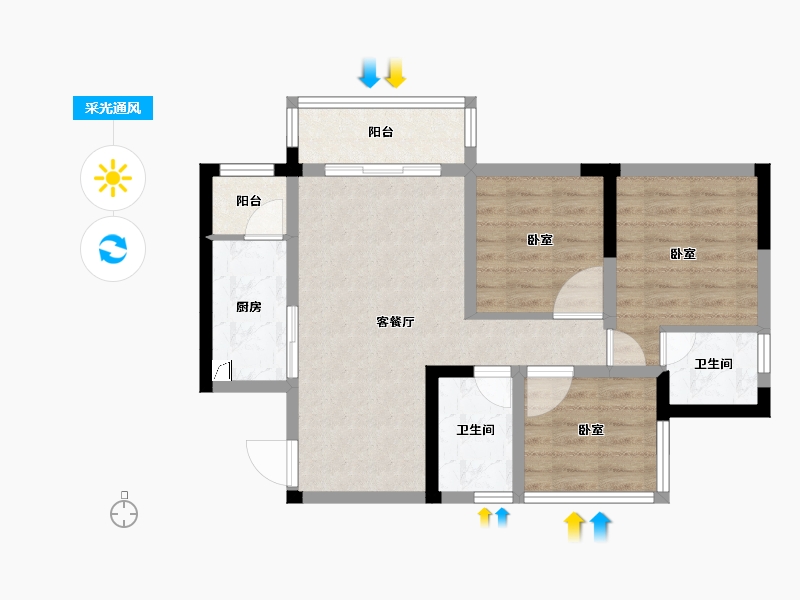 四川省-内江市-远达·御庭学府-66.52-户型库-采光通风