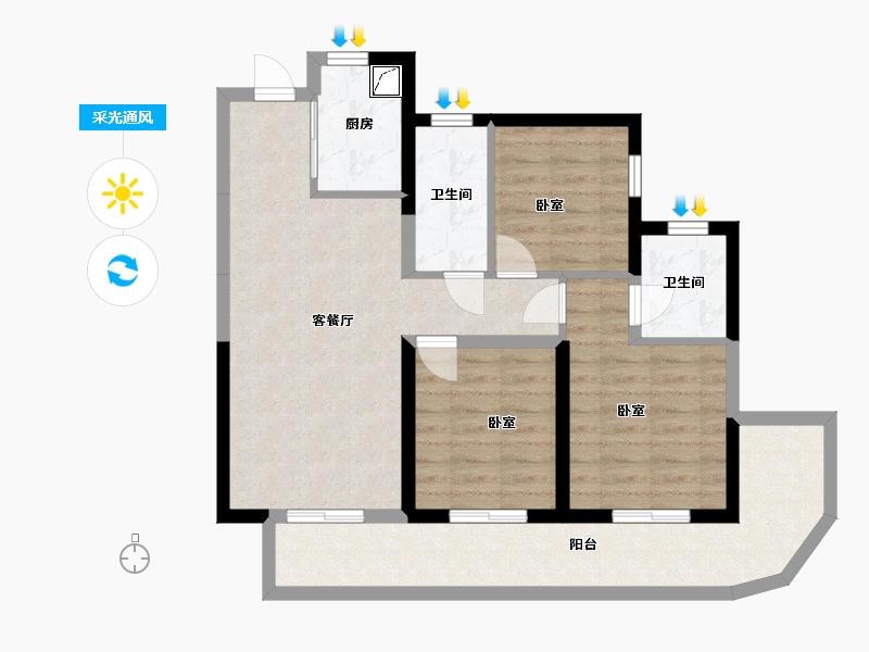 广西壮族自治区-北海市-阳光城•悦江海-83.28-户型库-采光通风