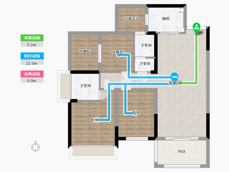 湖南省-娄底市-翰学佳府-95.90-户型库-动静线