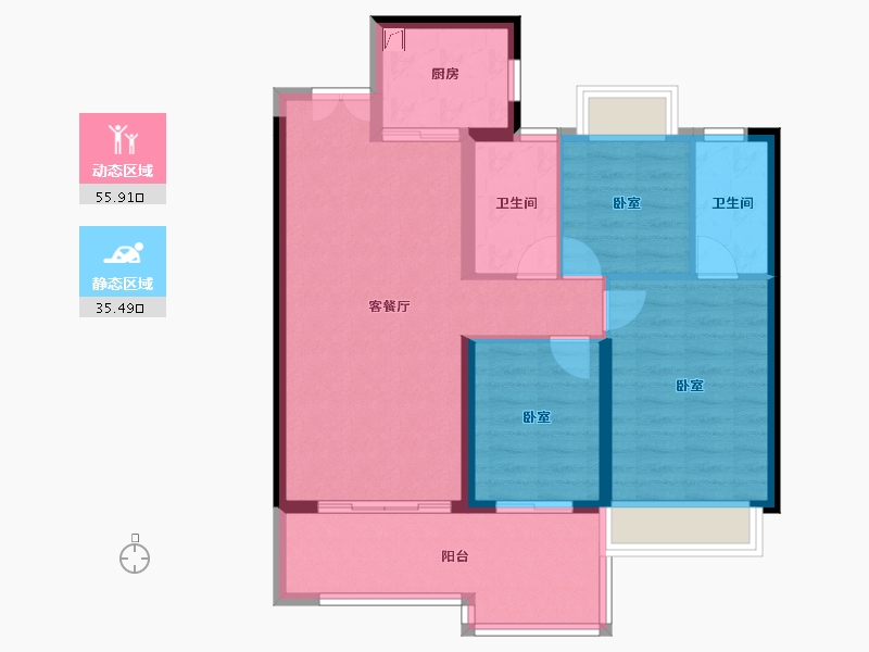 云南省-昆明市-绿地东海岸-81.98-户型库-动静分区