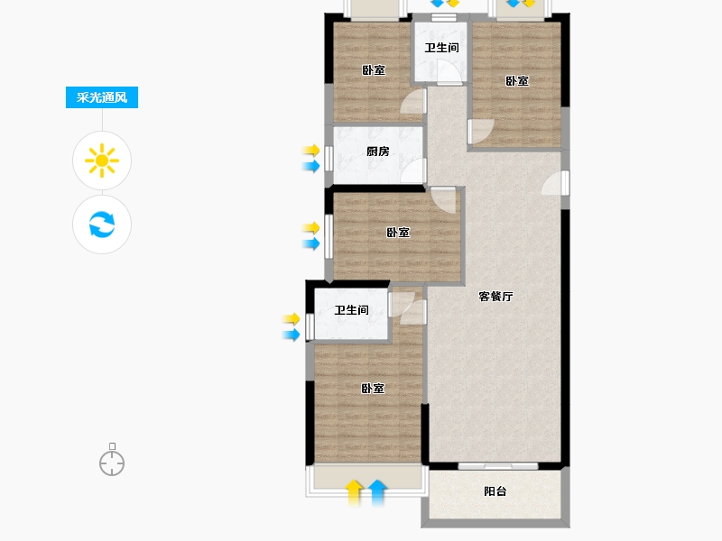 湖北省-黄石市-新西南国际花园-104.85-户型库-采光通风