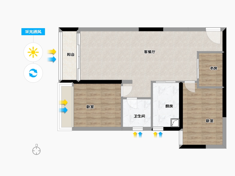 广东省-佛山市-星星凯旋国际-68.00-户型库-采光通风