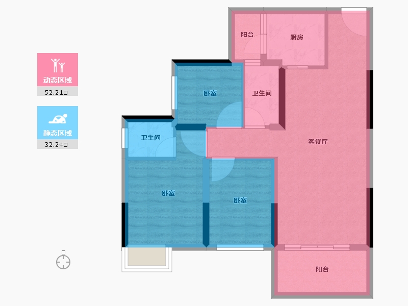 广西壮族自治区-桂林市-睿翔瑞园-74.96-户型库-动静分区