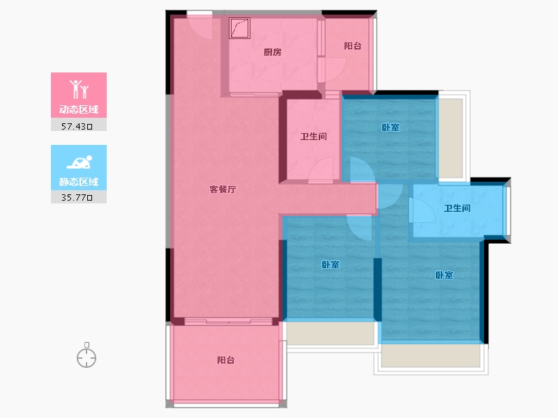 广东省-湛江市-万华城市花园-82.42-户型库-动静分区