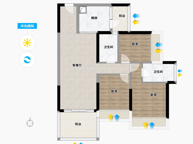 广东省-湛江市-万华城市花园-82.42-户型库-采光通风