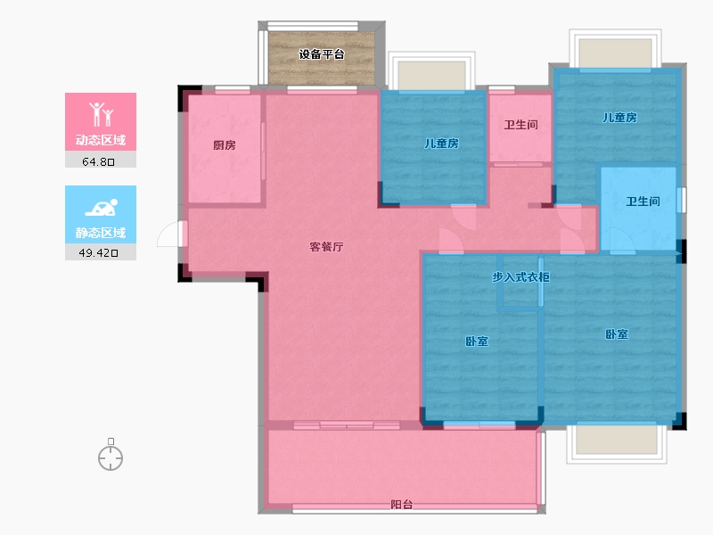 湖南省-岳阳市-平江碧桂园·翘楚棠-108.00-户型库-动静分区