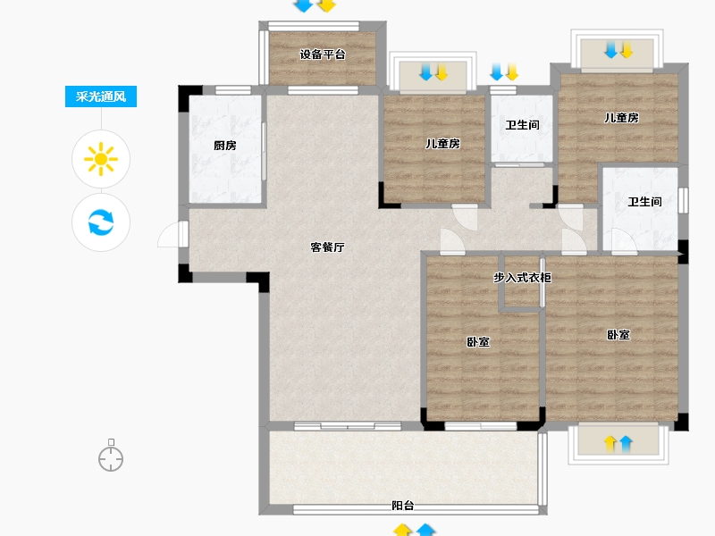 湖南省-岳阳市-平江碧桂园·翘楚棠-108.00-户型库-采光通风