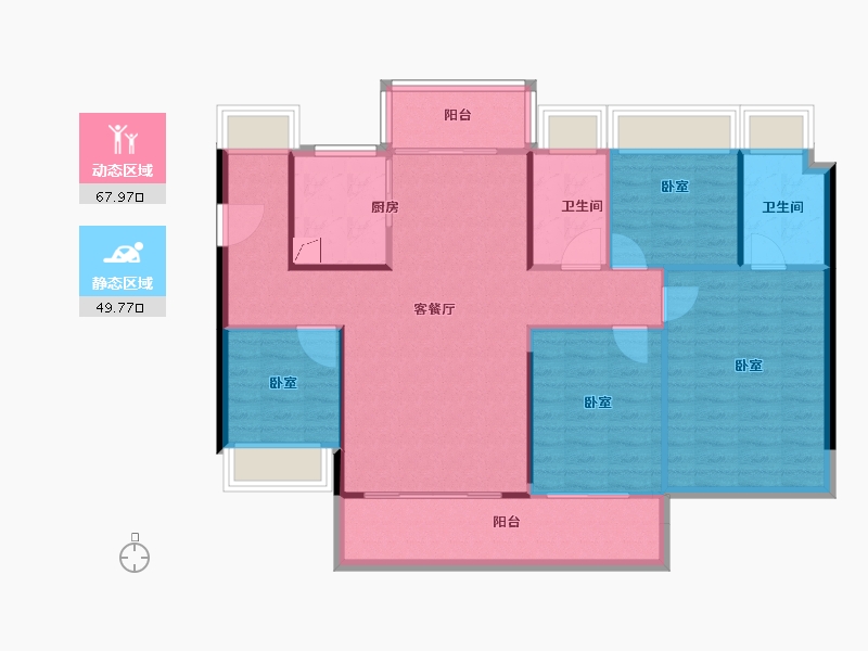 广东省-佛山市-龙光天宸-107.80-户型库-动静分区