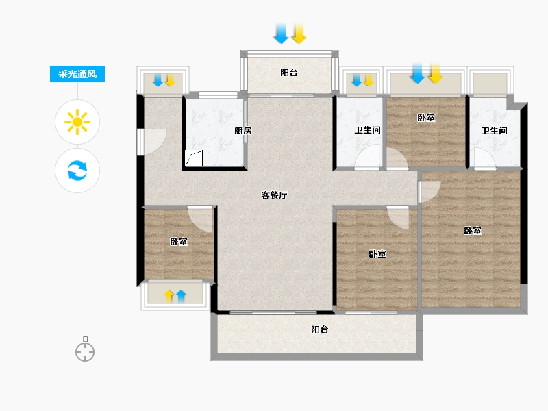 广东省-佛山市-龙光天宸-107.80-户型库-采光通风