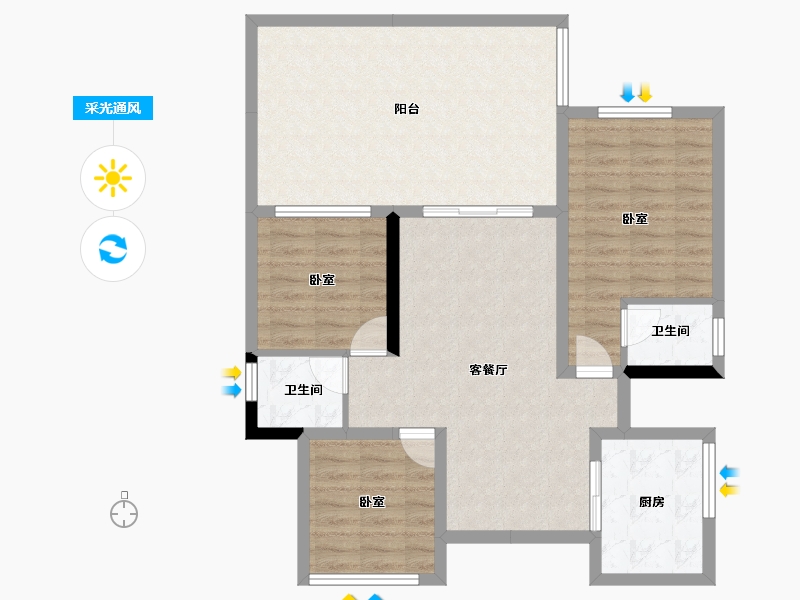 四川省-眉山市-聚亿天府锦城-90.56-户型库-采光通风