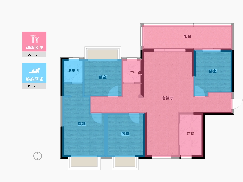 广西壮族自治区-南宁市-银河江湾明珠-94.13-户型库-动静分区