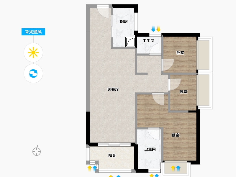 广东省-佛山市-时代印记-63.18-户型库-采光通风