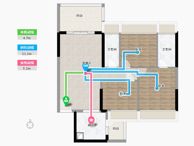 广东省-湛江市-万华城市花园-87.24-户型库-动静线