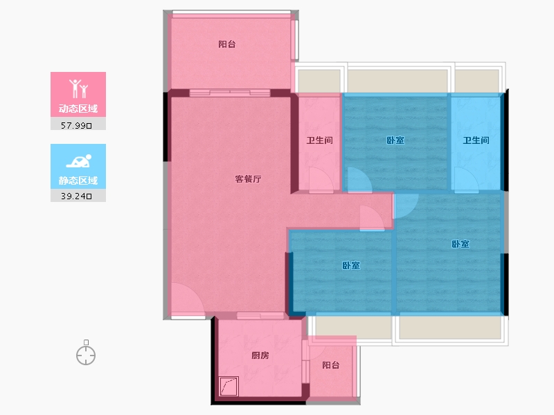 广东省-湛江市-万华城市花园-87.24-户型库-动静分区