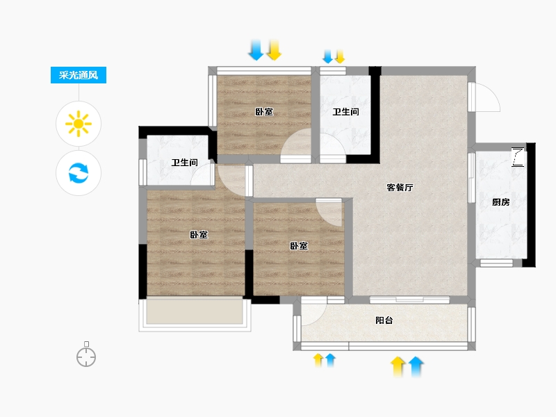 四川省-内江市-远达·御庭学府-68.54-户型库-采光通风