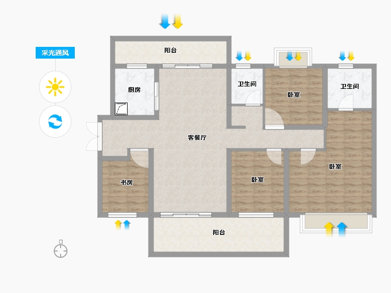 广西壮族自治区-南宁市-金科城-119.62-户型库-采光通风