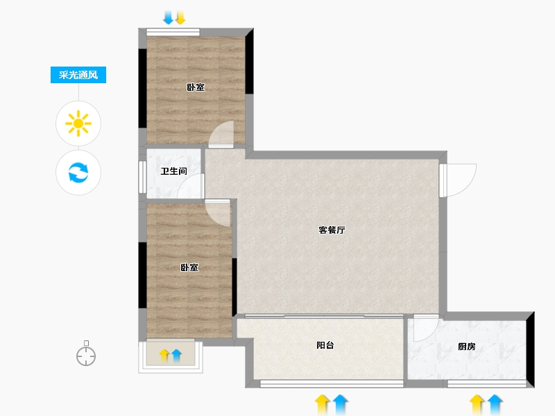 四川省-宜宾市-远达·翰林院-73.37-户型库-采光通风