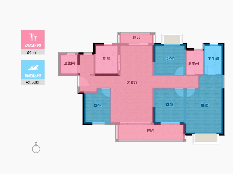 广东省-东莞市-招商·保利依城大观-106.84-户型库-动静分区