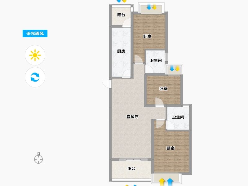 广东省-梅州市-梅州恒大江山帝景-87.85-户型库-采光通风