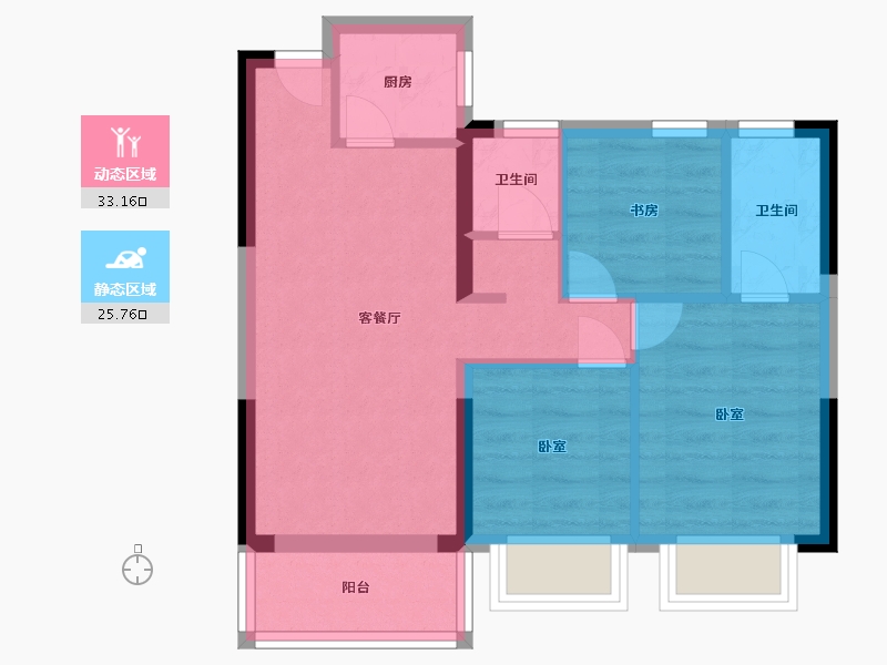 湖北省-黄冈市-凤城印象-51.43-户型库-动静分区