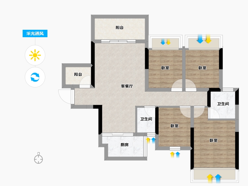 广西壮族自治区-桂林市-睿翔瑞园-80.79-户型库-采光通风