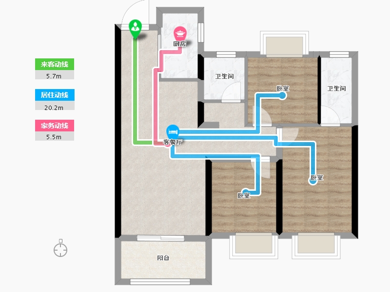 陕西省-安康市-康城雅园-74.83-户型库-动静线