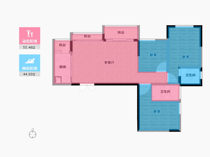 四川省-巴中市-博瑞观澜府-88.71-户型库-动静分区