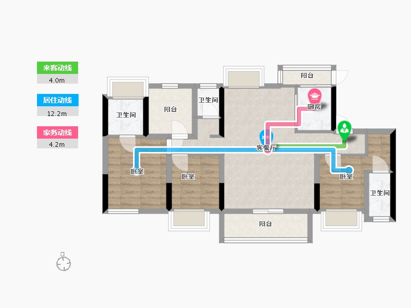 广东省-佛山市-奥园弘阳公园一號-74.83-户型库-动静线