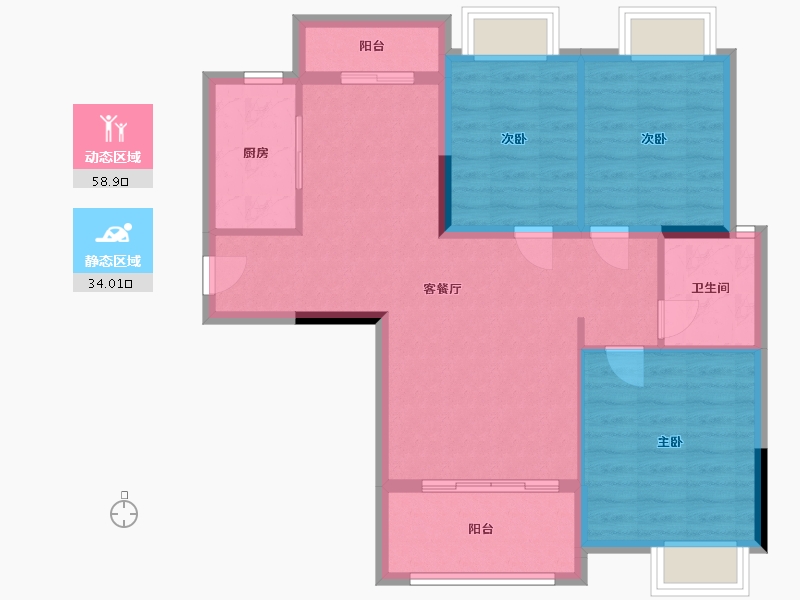 湖北省-襄阳市-和信翠柳苑-83.66-户型库-动静分区