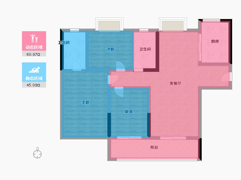 湖北省-襄阳市-和信翠柳苑-94.37-户型库-动静分区