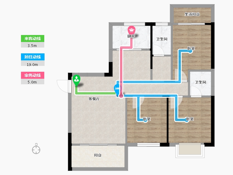 湖南省-郴州市-龙云公馆-82.53-户型库-动静线