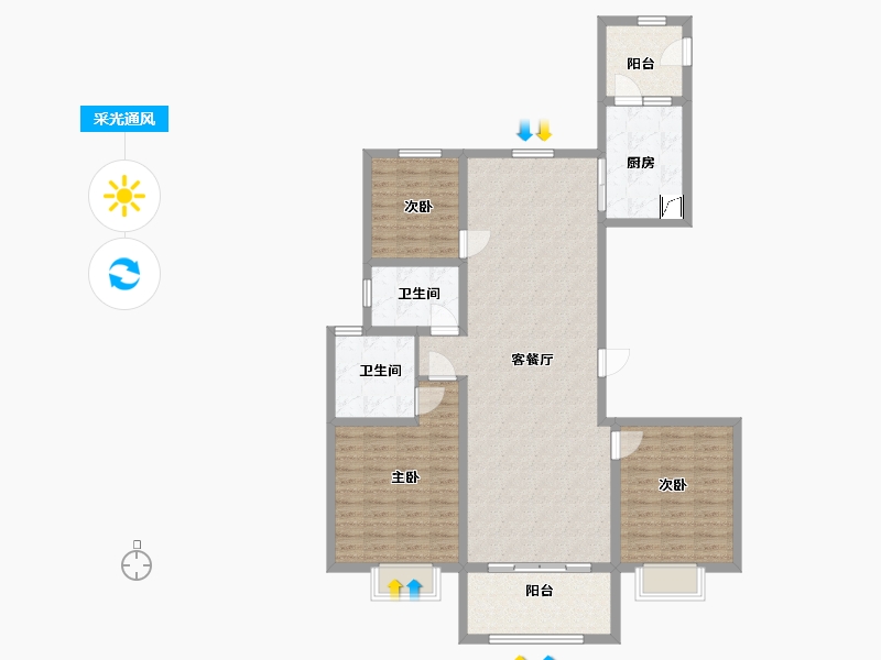 山东省-德州市-康博公馆-115.00-户型库-采光通风