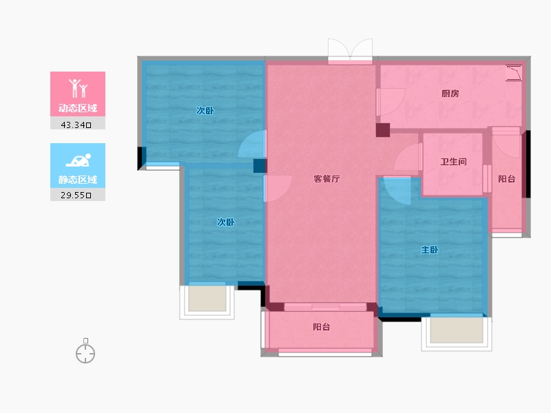 四川省-成都市-东韵花园-65.27-户型库-动静分区