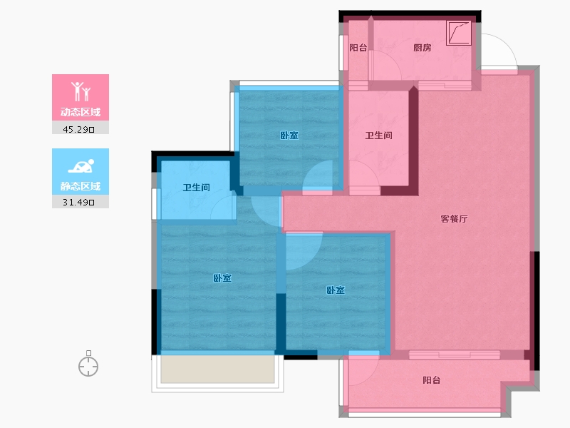 四川省-内江市-远达·御庭学府-66.89-户型库-动静分区