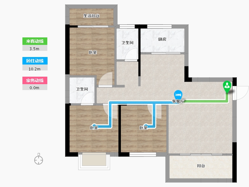 湖南省-郴州市-龙云公馆-76.13-户型库-动静线