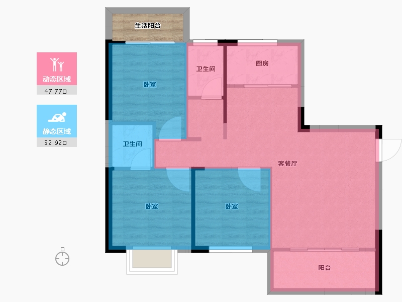 湖南省-郴州市-龙云公馆-76.13-户型库-动静分区