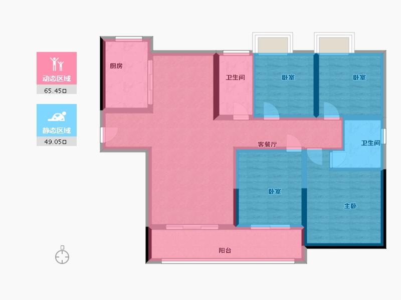 湖北省-襄阳市-和信翠柳苑-101.82-户型库-动静分区