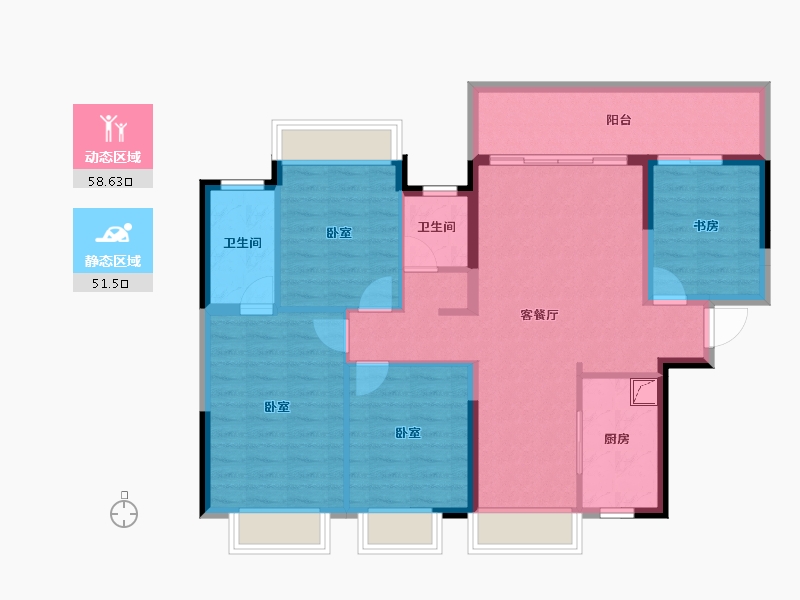 广西壮族自治区-南宁市-威宁青运村-98.94-户型库-动静分区