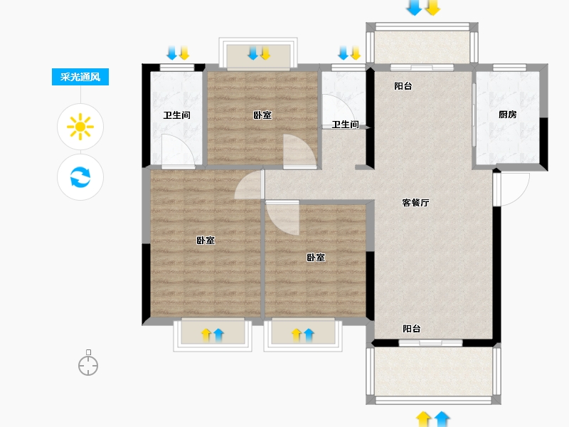 湖北省-黄冈市-凤城印象-99.31-户型库-采光通风