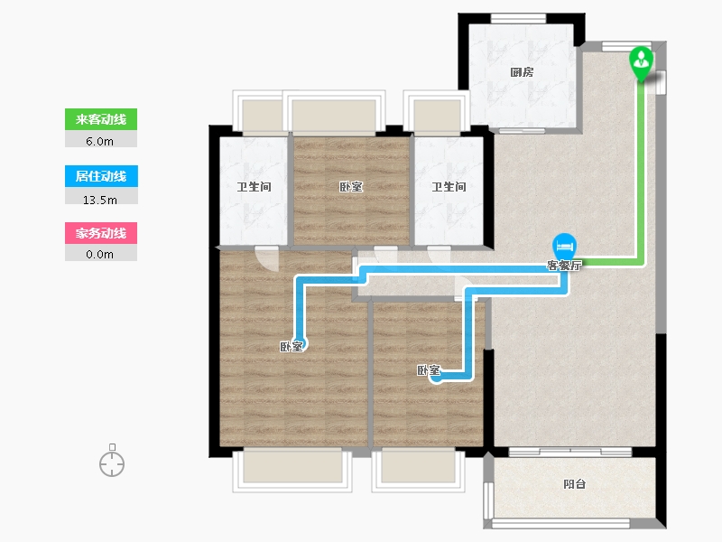 湖北省-武汉市-时代海伦堡印记-88.99-户型库-动静线