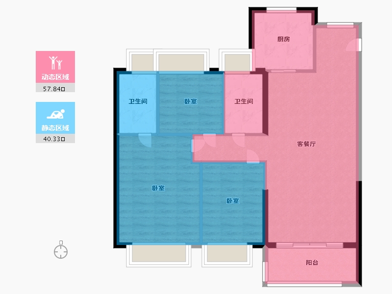 湖北省-武汉市-时代海伦堡印记-88.99-户型库-动静分区