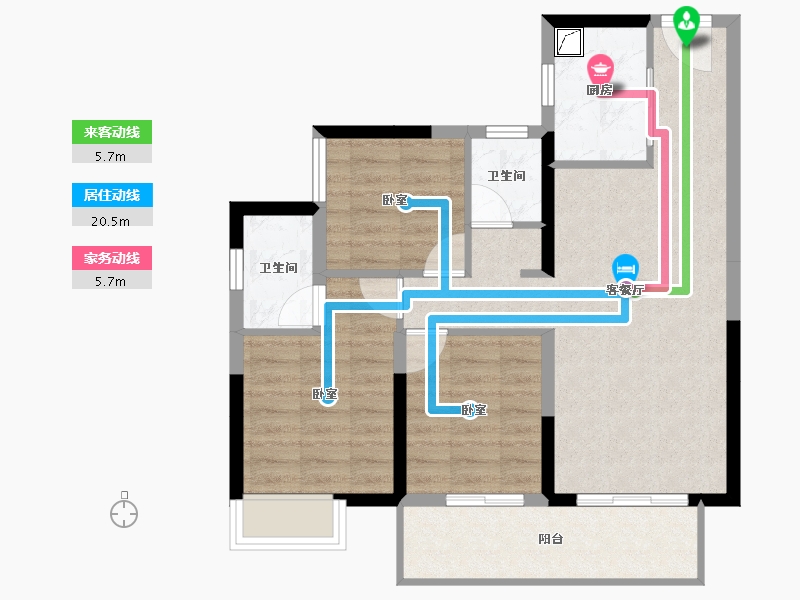 广西壮族自治区-南宁市-威宁青运村-74.31-户型库-动静线