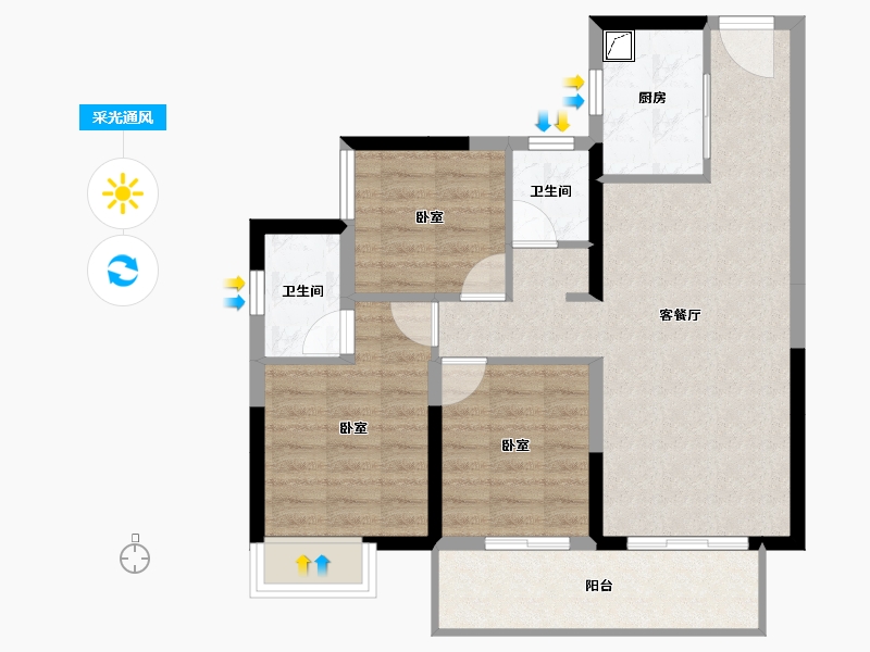 广西壮族自治区-南宁市-威宁青运村-74.31-户型库-采光通风