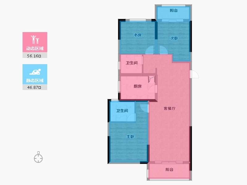 河南省-郑州市-康桥林语镇听梅坊-91.50-户型库-动静分区