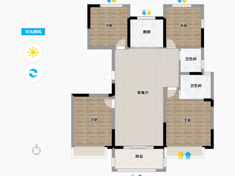 江苏省-盐城市-金翰苑-123.00-户型库-采光通风